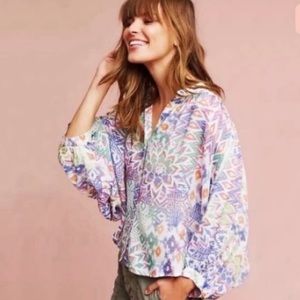 Maeve Anthropologie Bryanna Aztec Tribal Print Top